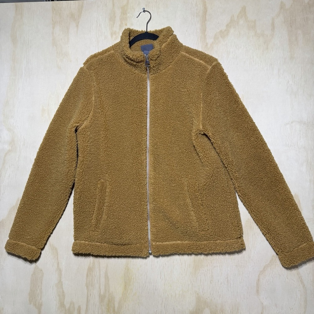 H&M Sherpa Fleece Jacket Men's Large‎ Brown Full Zip Teddy Coat Cozy